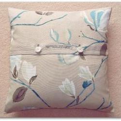 Presitigious Sayuri contemporary floral cotton fabric cushion cover with button fastening 45cm